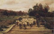 A. Bryan Wall Shepherd and Sheep oil painting artist